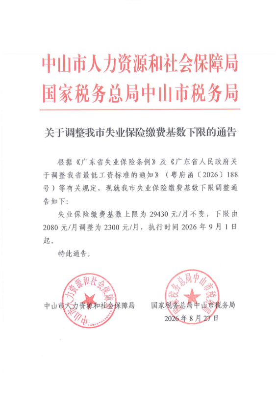 关于调整我市失业保险缴费基数下限的通告.jpg